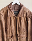Chocolate Leather Bomber Jacket