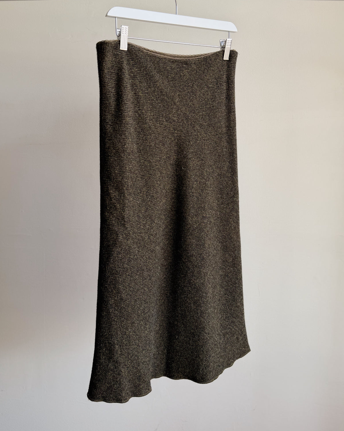 Beaded Rosette Herringbone Midi Skirt - Hey Jude