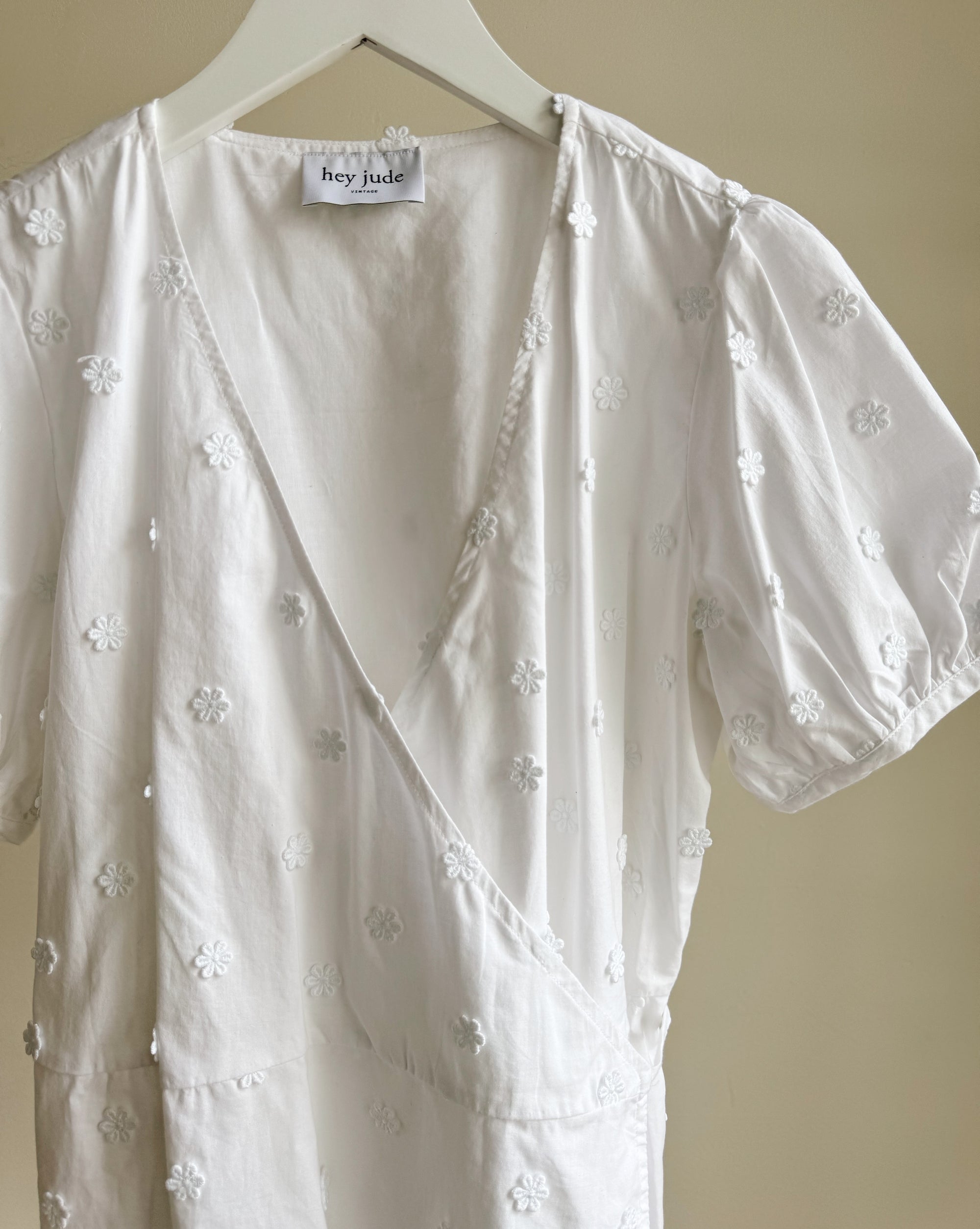 White Daisy Cotton Wrap Blouse