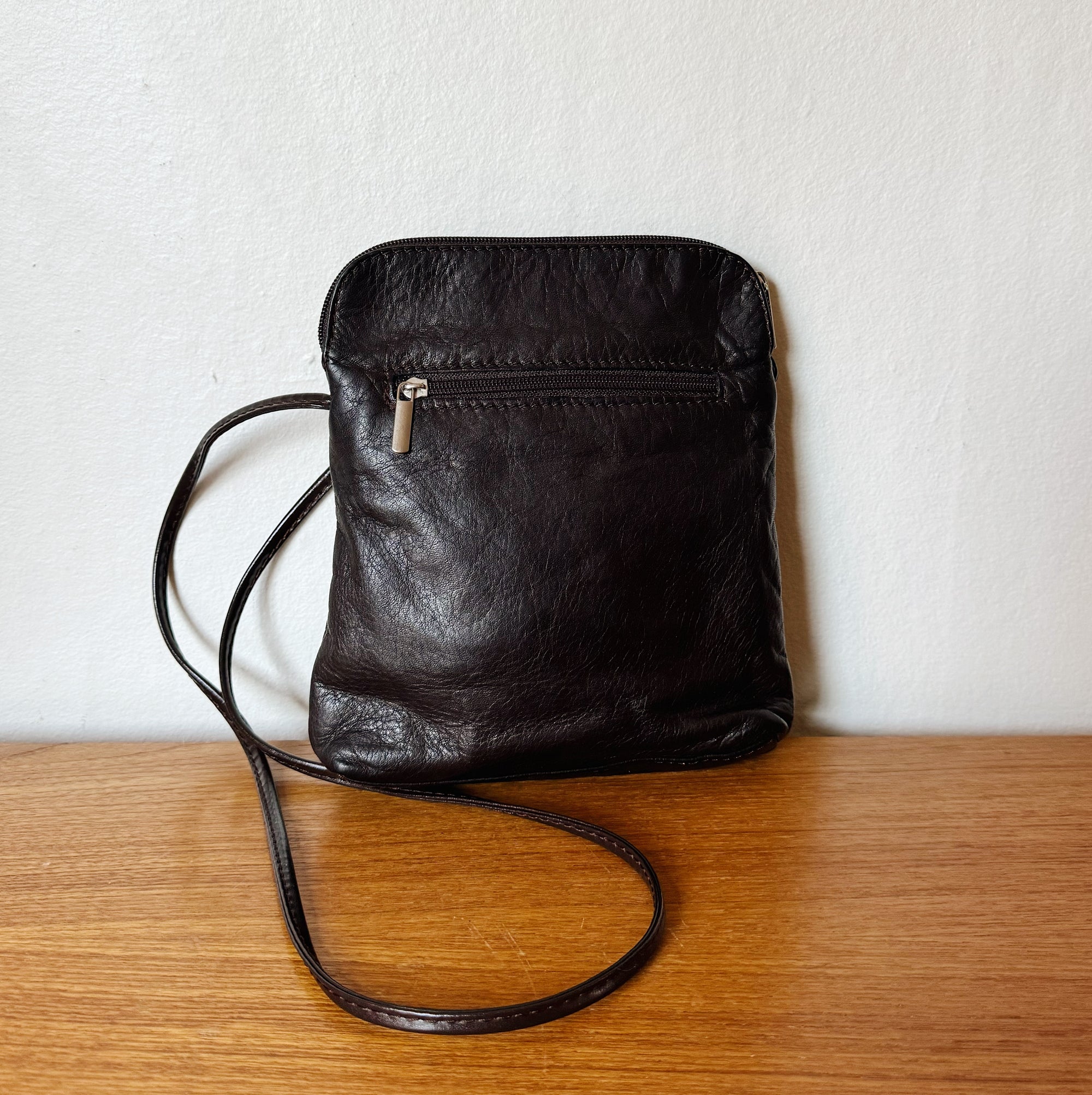 Dark Brown Leather Crossbody Pouch - Hey Jude