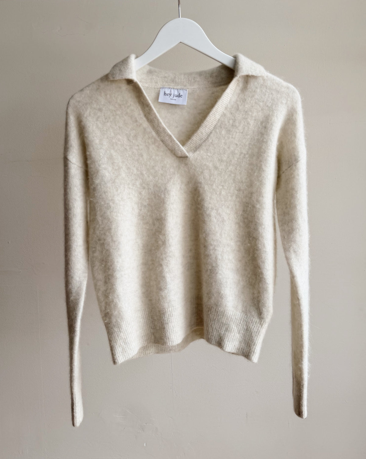 Ash Collared V-Neck Jumper - Hey Jude