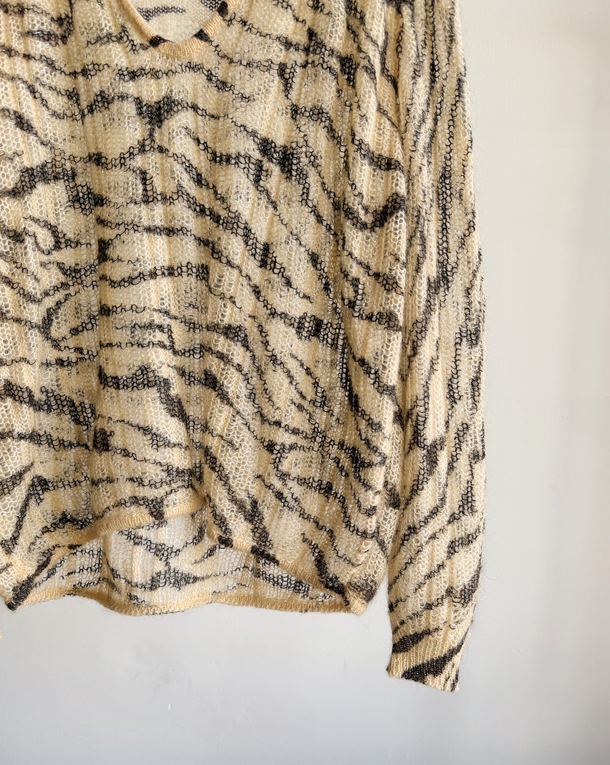 Zebra Print Mohair V-neck Knit