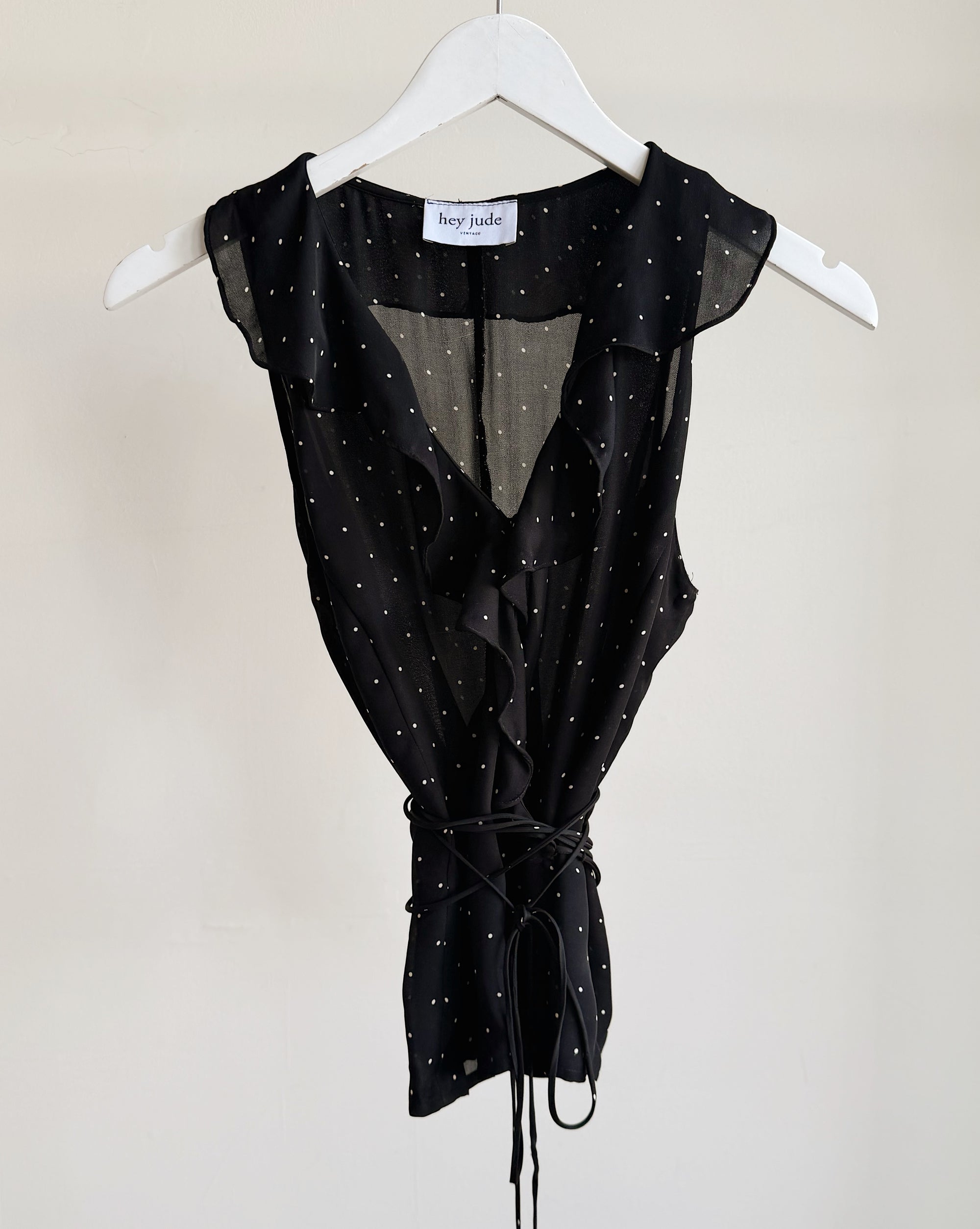 Black Polka Dot Ruffle Blouse