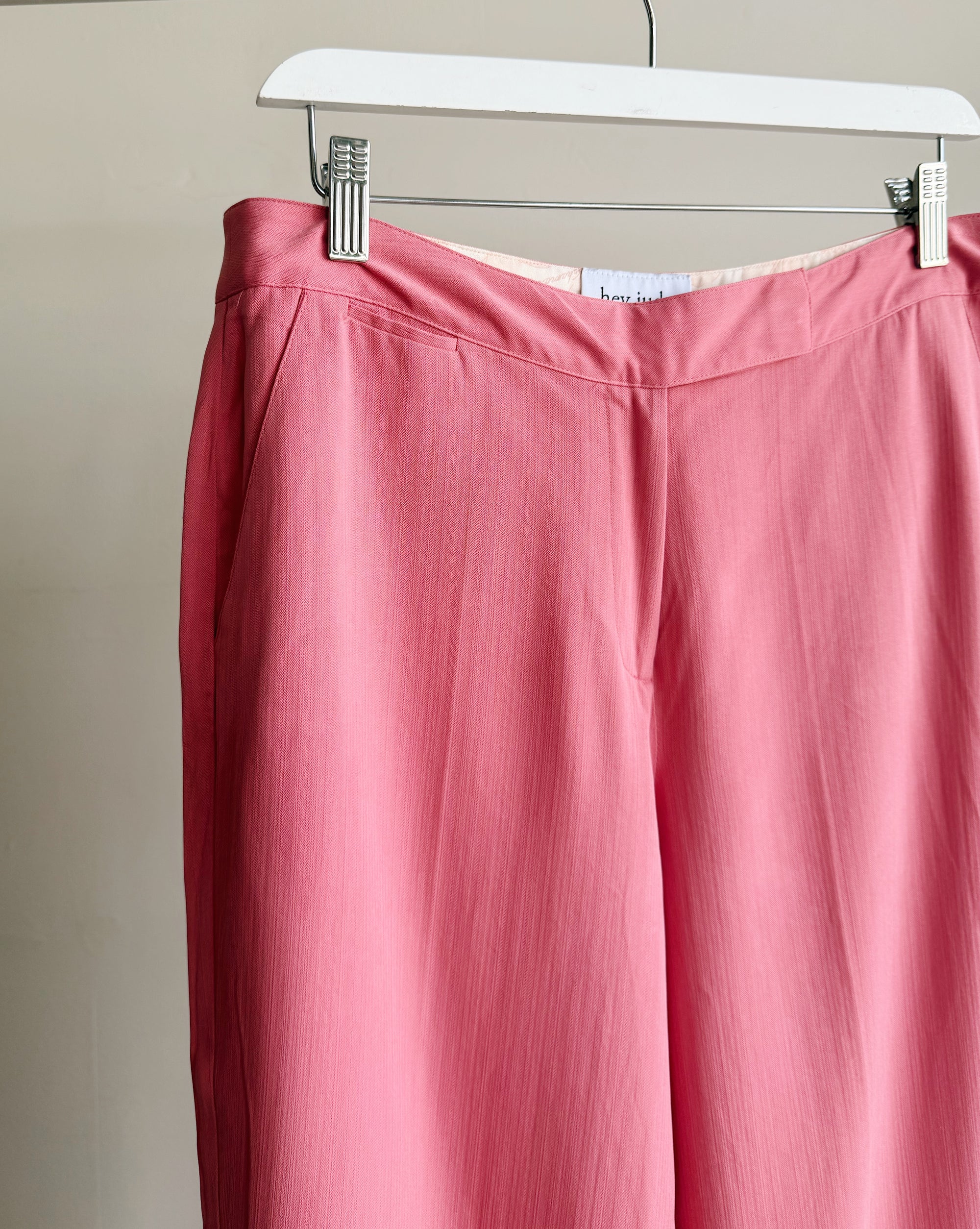 Petal Pink Silk Capri Pants