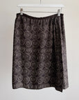 Brown Rose Motif Silk Wool Skirt