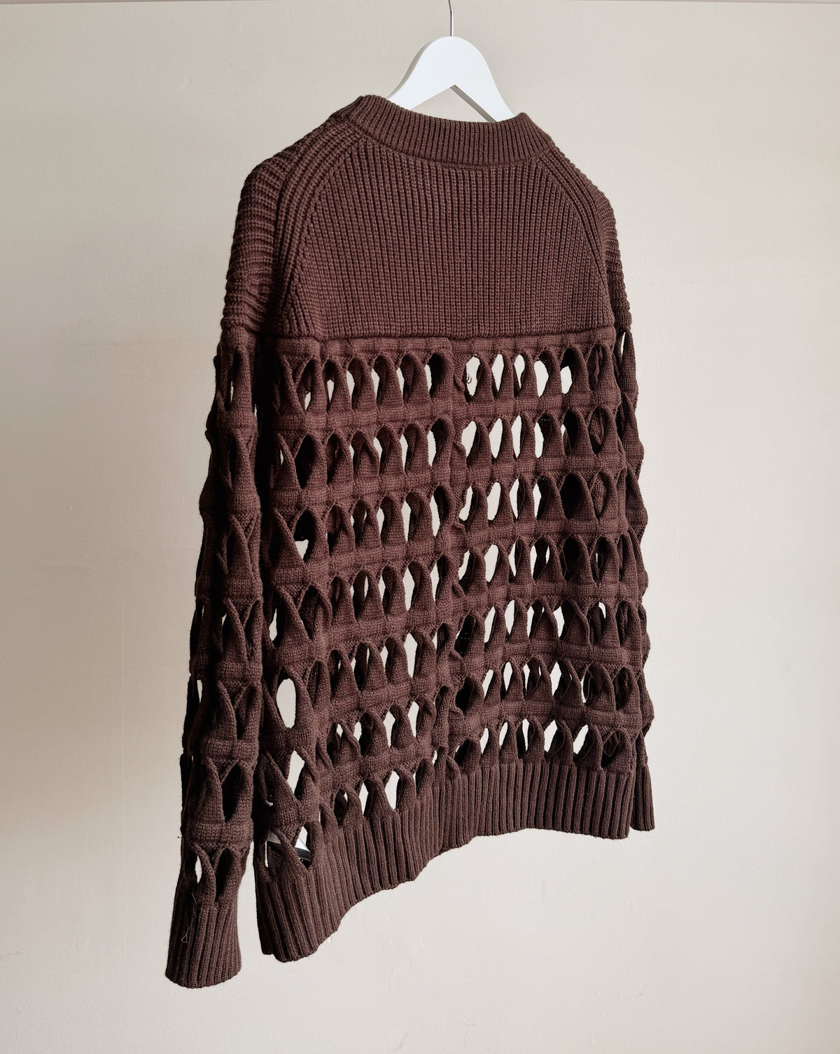 Espresso Cut Work Lattice Wool Sweater - Hey Jude
