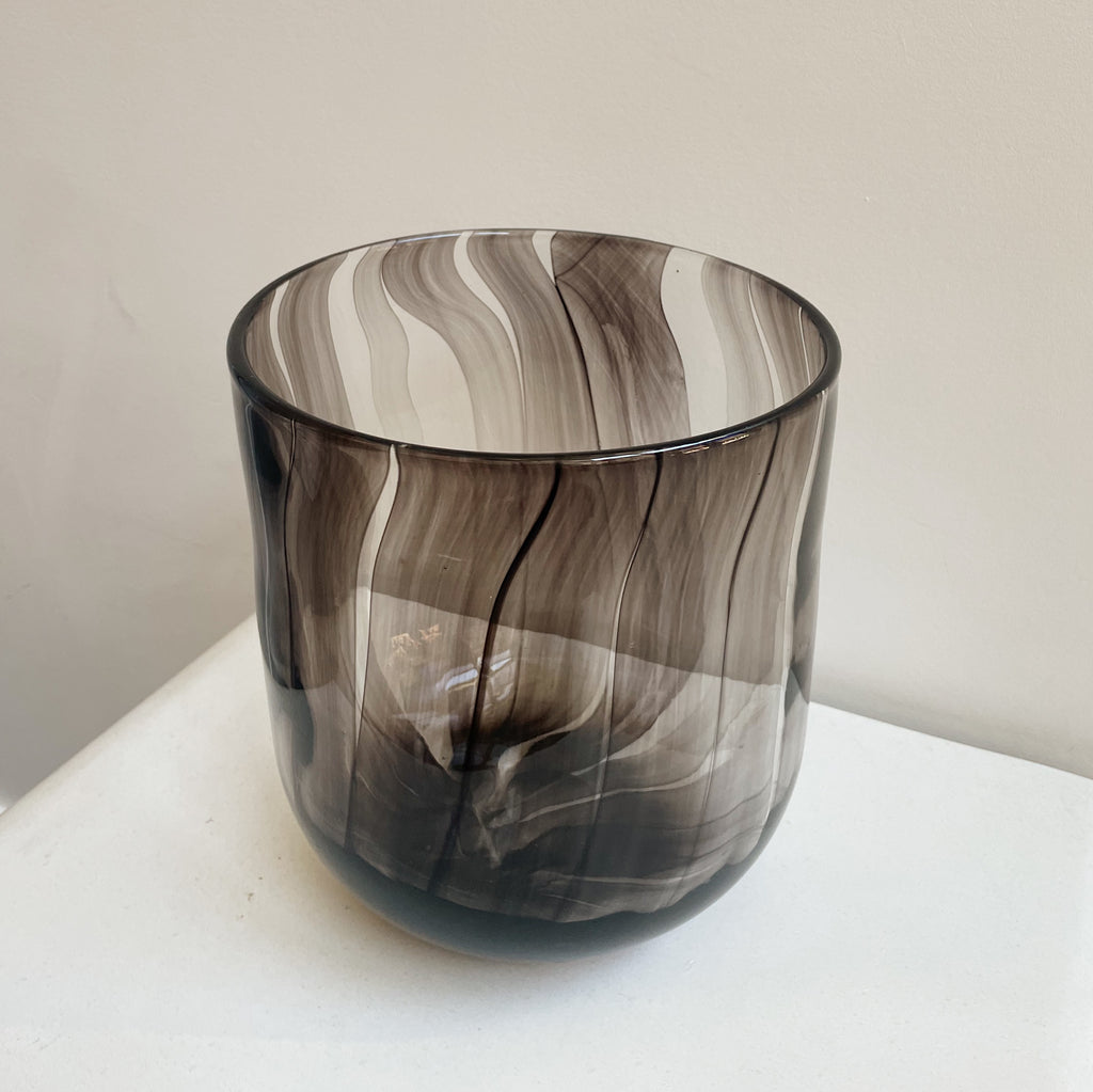 Black Swirled Cylinder Art Vase