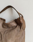 Theory Mushroom Distressed Leather Hobo Tote