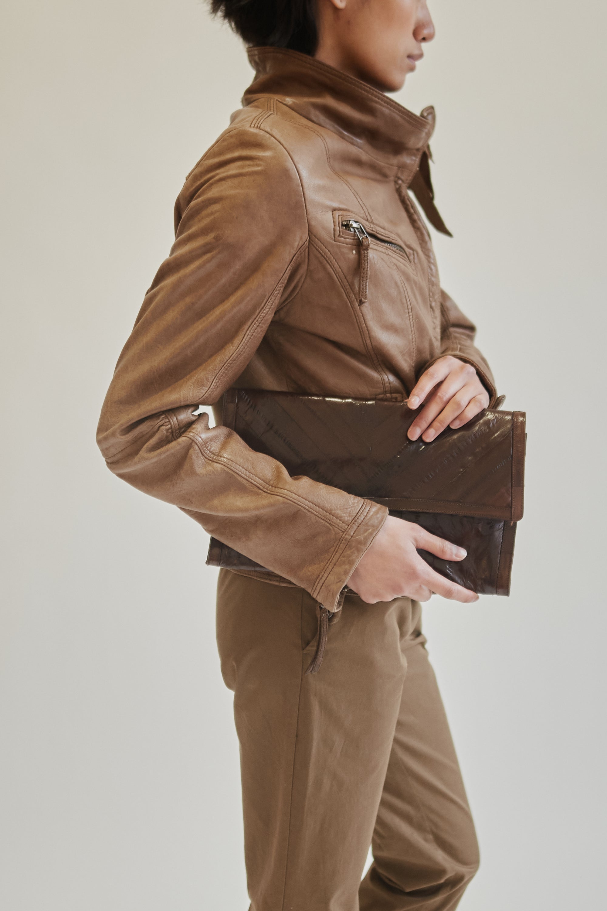 Bordeaux Eelskin Leather Clutch - Hey Jude