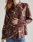 Burgundy Silk Equestrian Print Blouse - Hey Jude