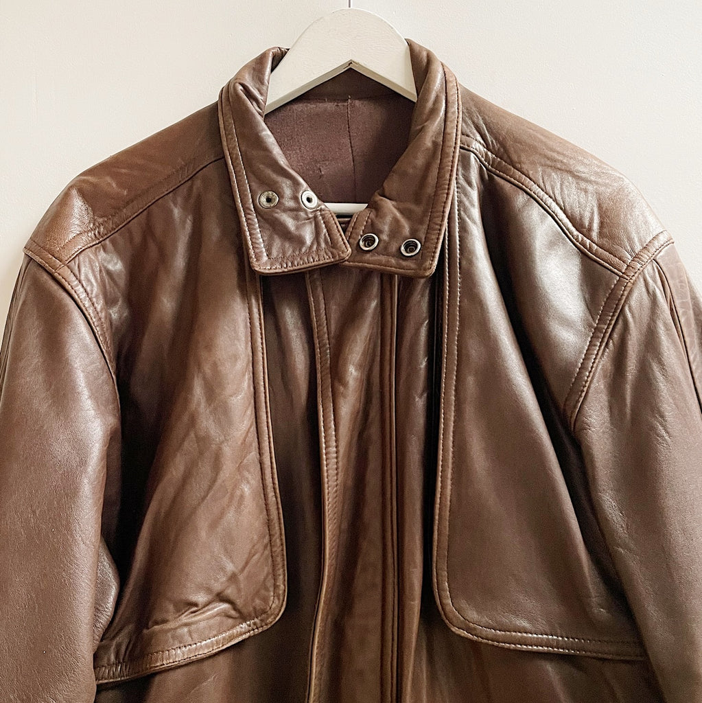 Chocolate Relaxed Leather Jacket
