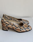 Snakeskin Leather Block Heel Pumps | Size 8