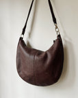 Russet Pebbled Leather Half Moon Bag