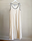 Cream Linen Split-Front Dress
