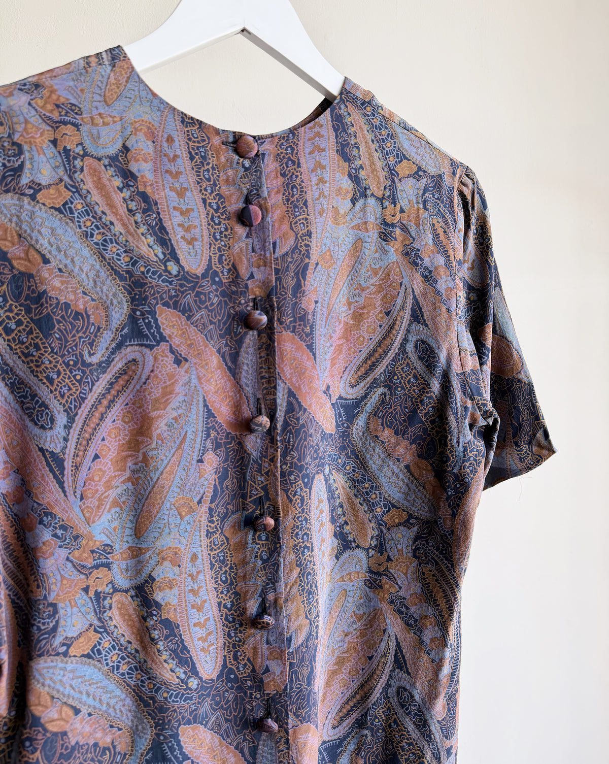 Navy Paisley Silk Tee