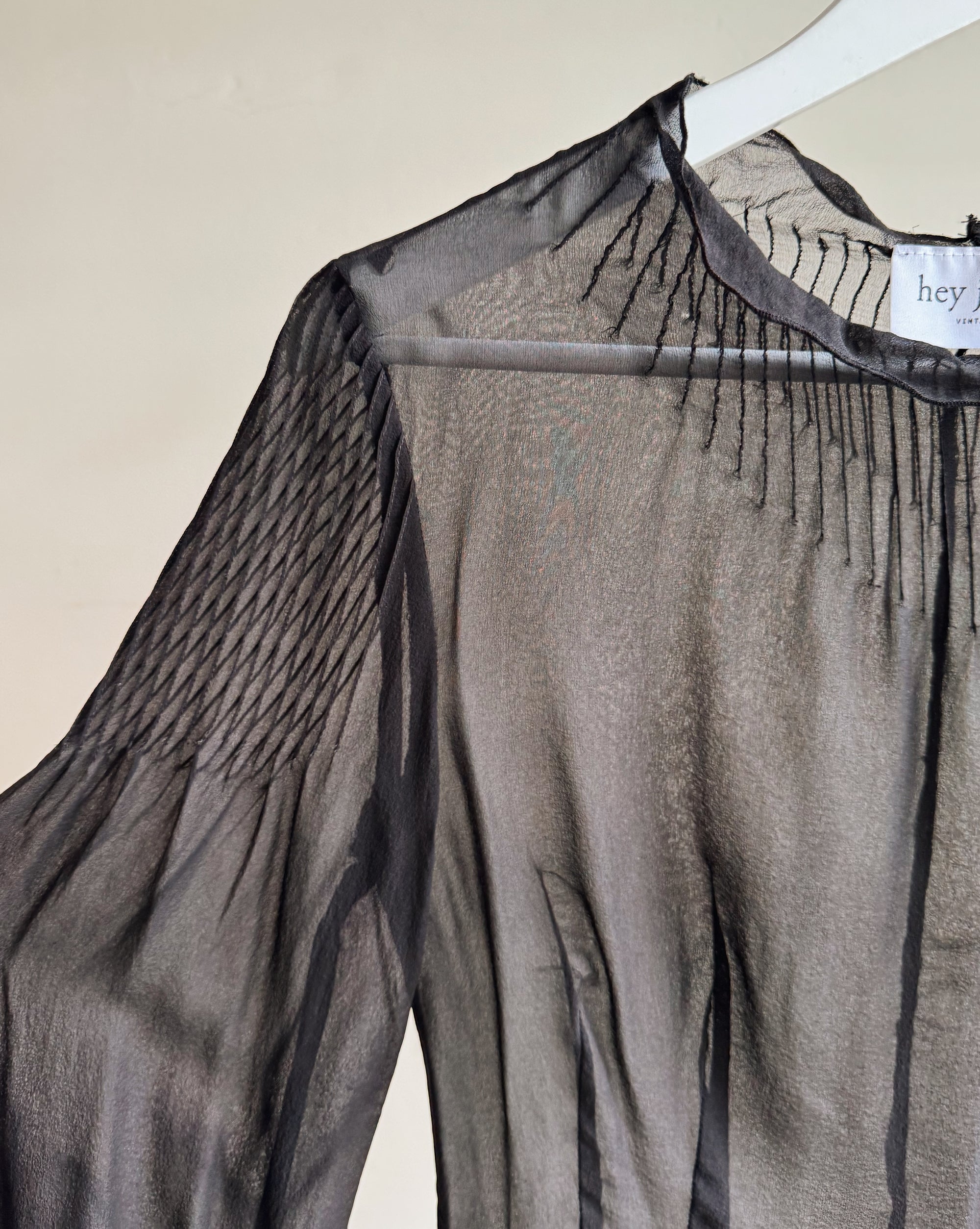 Onyx Sheer Pleated Silk Blouse - Hey Jude