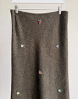 Beaded Rosette Herringbone Midi Skirt - Hey Jude