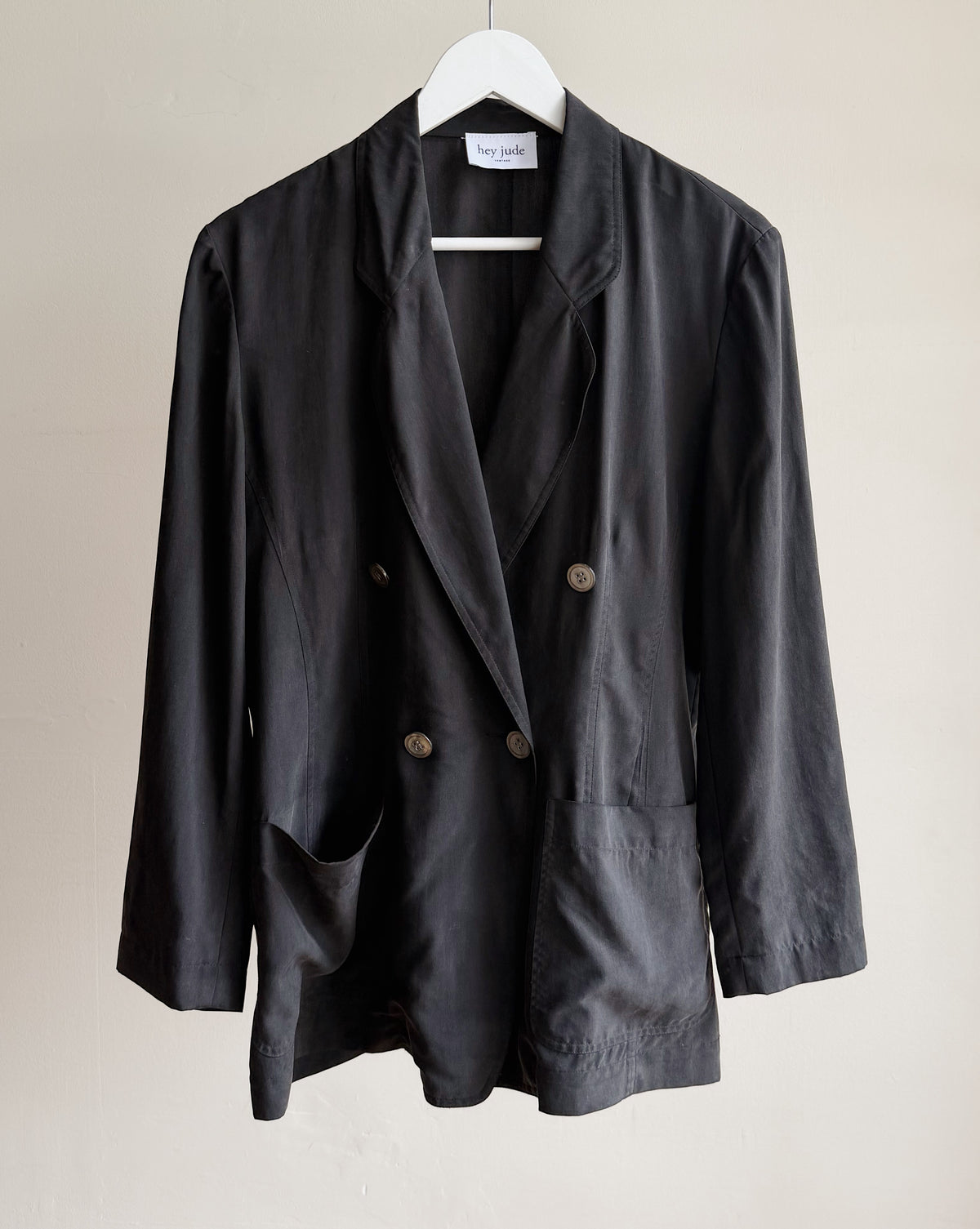 Black Silk Double Breasted Blazer - Hey Jude