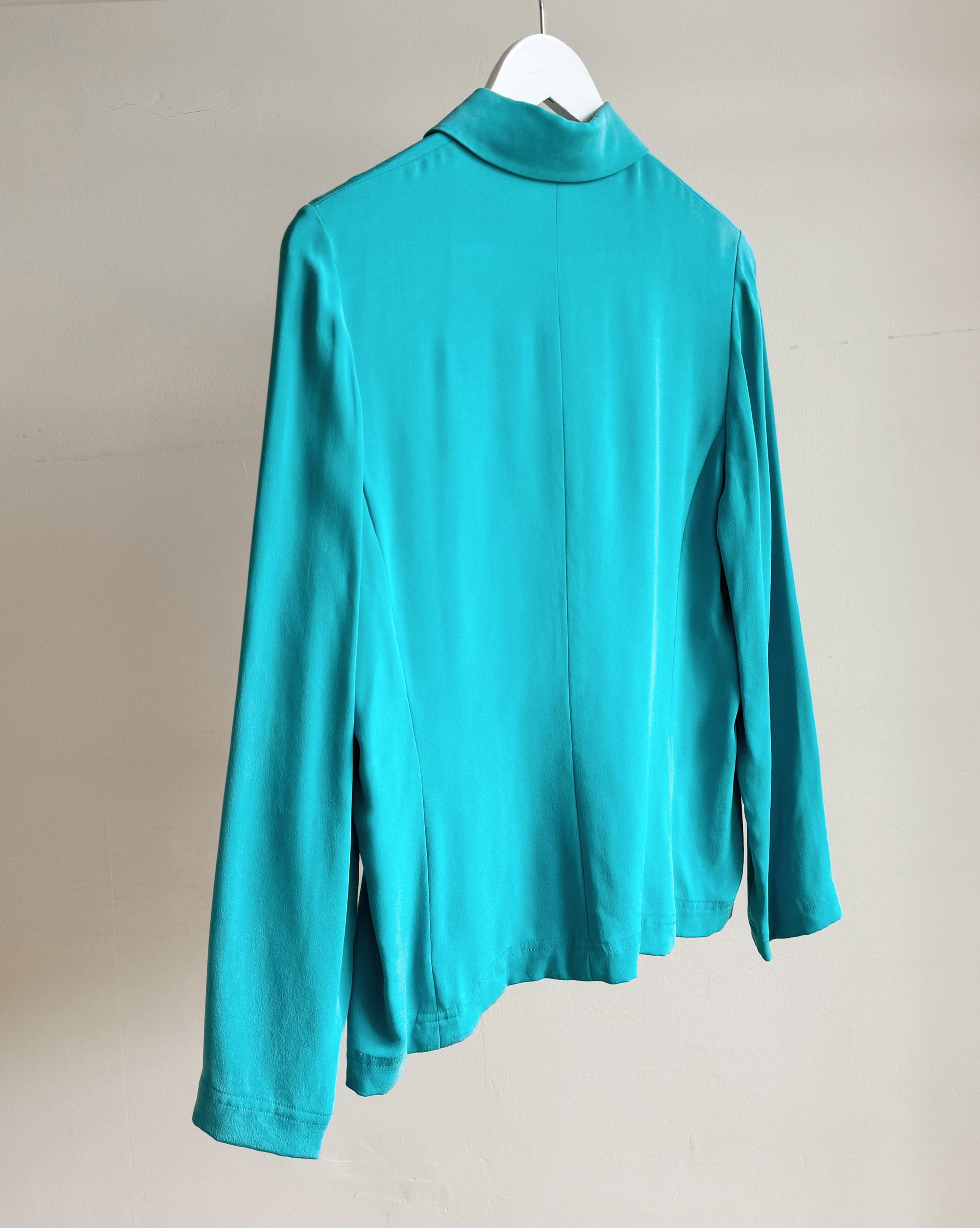 Turquoise Silk Long Sleeve Button Up - Hey Jude