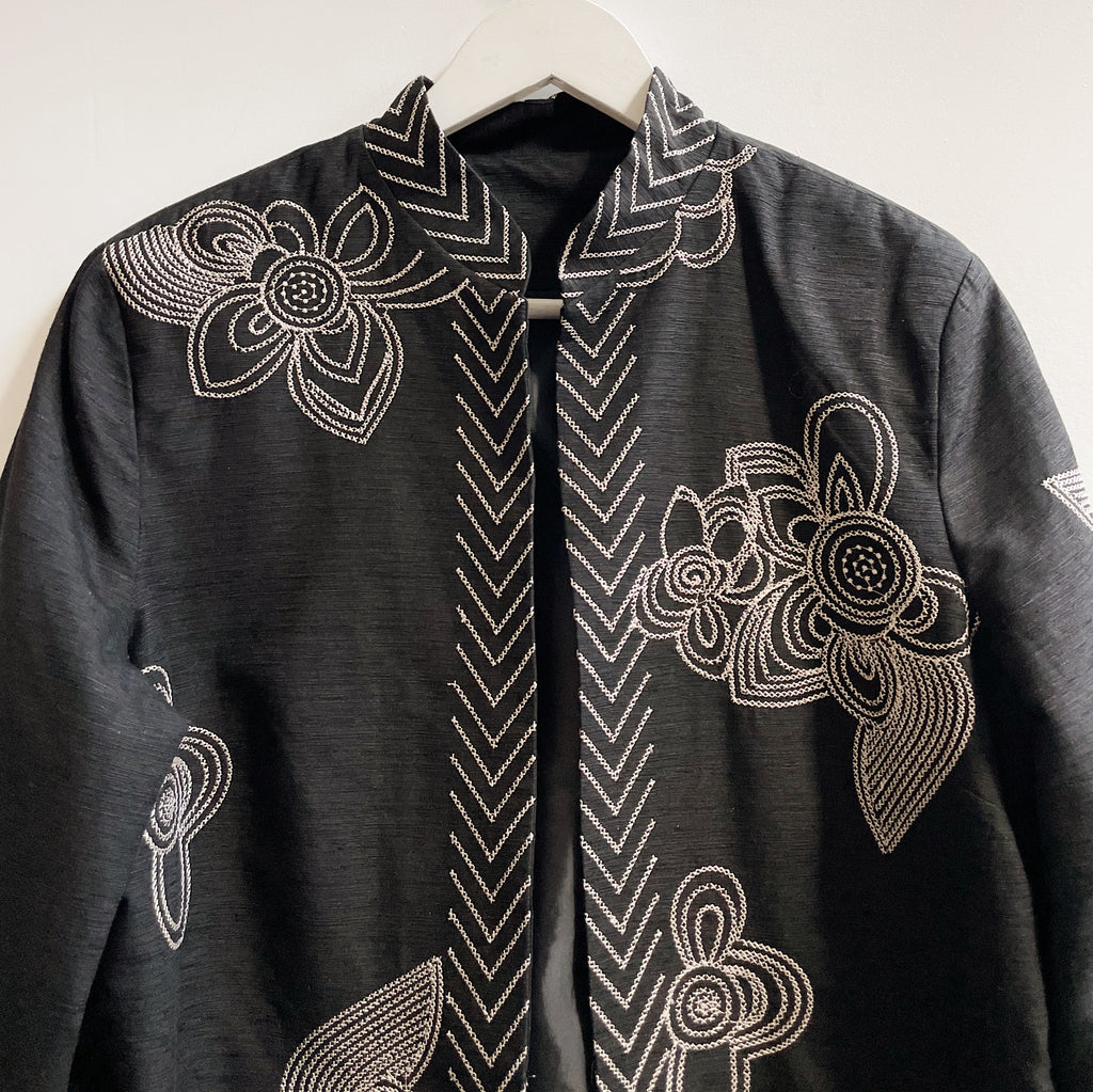 Obsidian Silk Embroidered Jacket