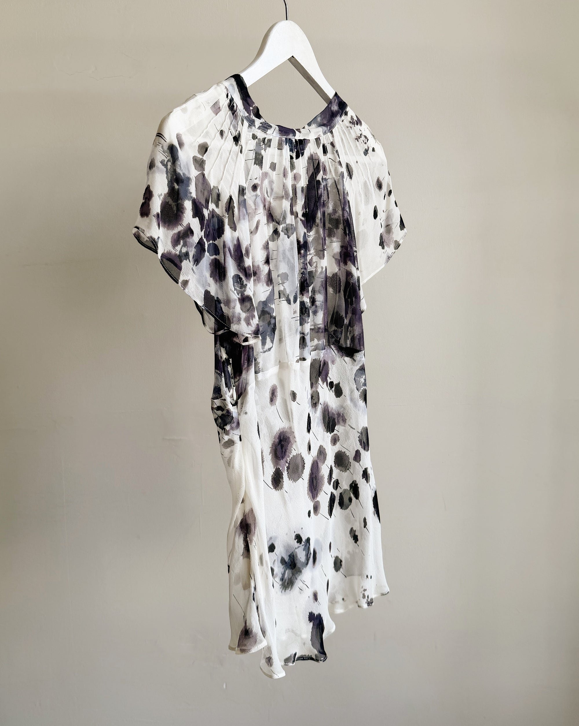 Ivory + Charcoal Sheer Silk Blouse