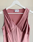 Mauve Pink Silk V-Neck