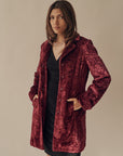 Burgundy Textured Velvet Coat