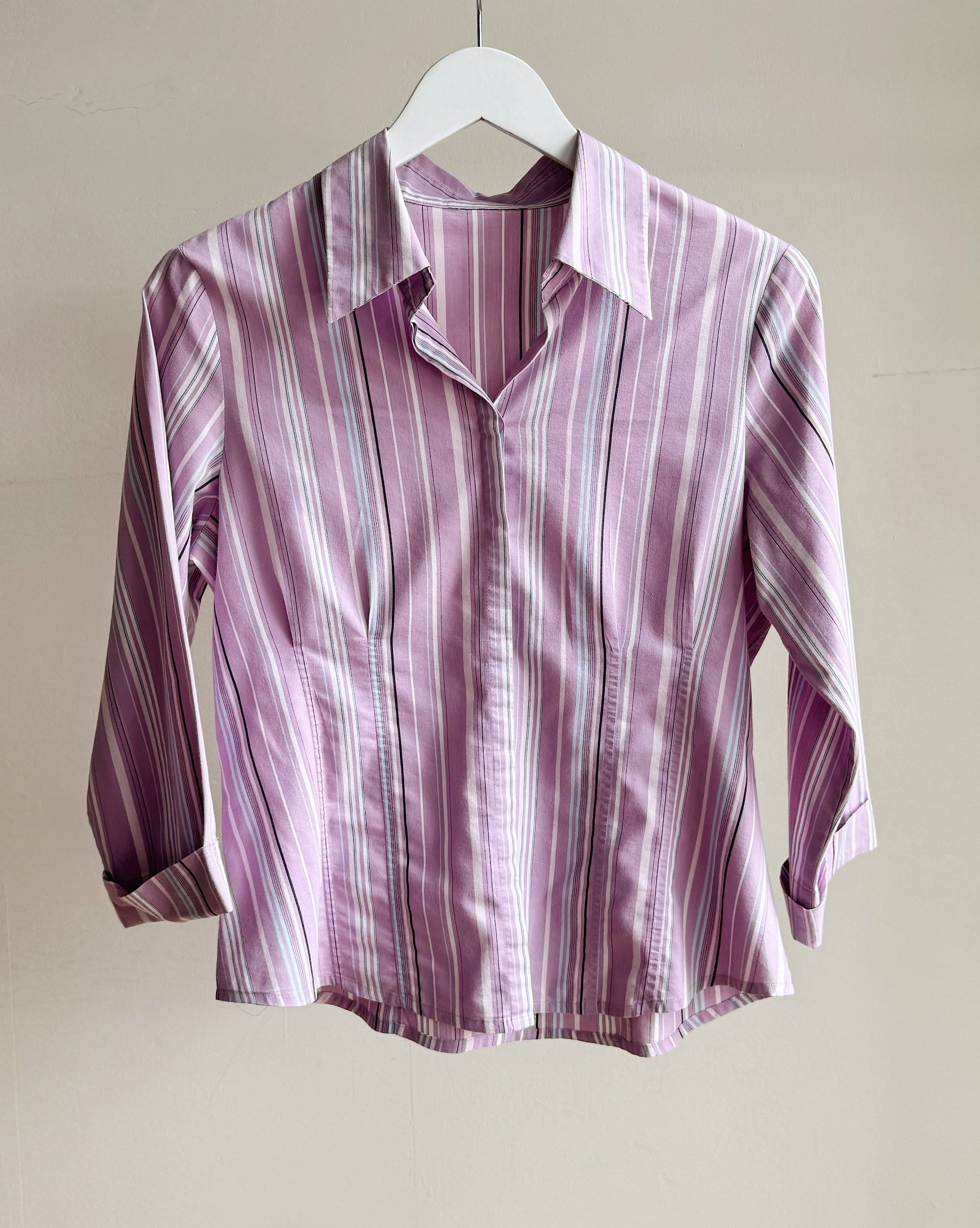 Lilac Striped Cotton Button Up - Hey Jude