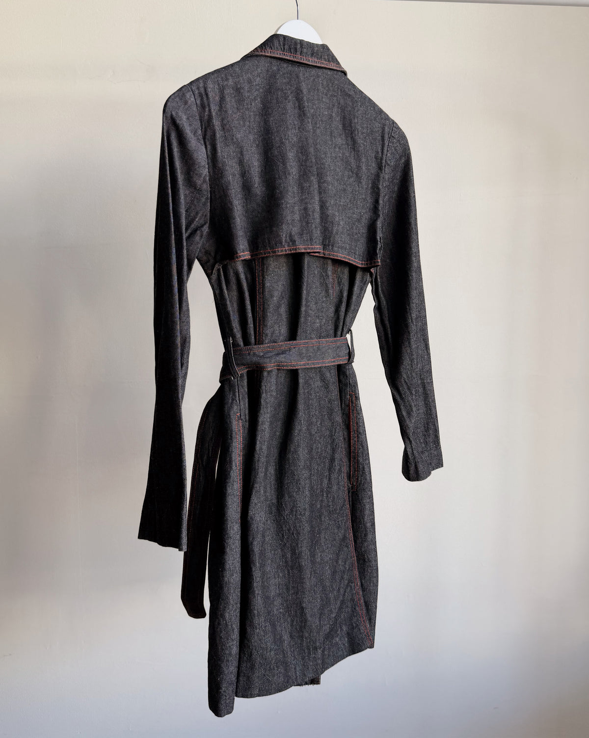 Denim Long Belted Trench Coat