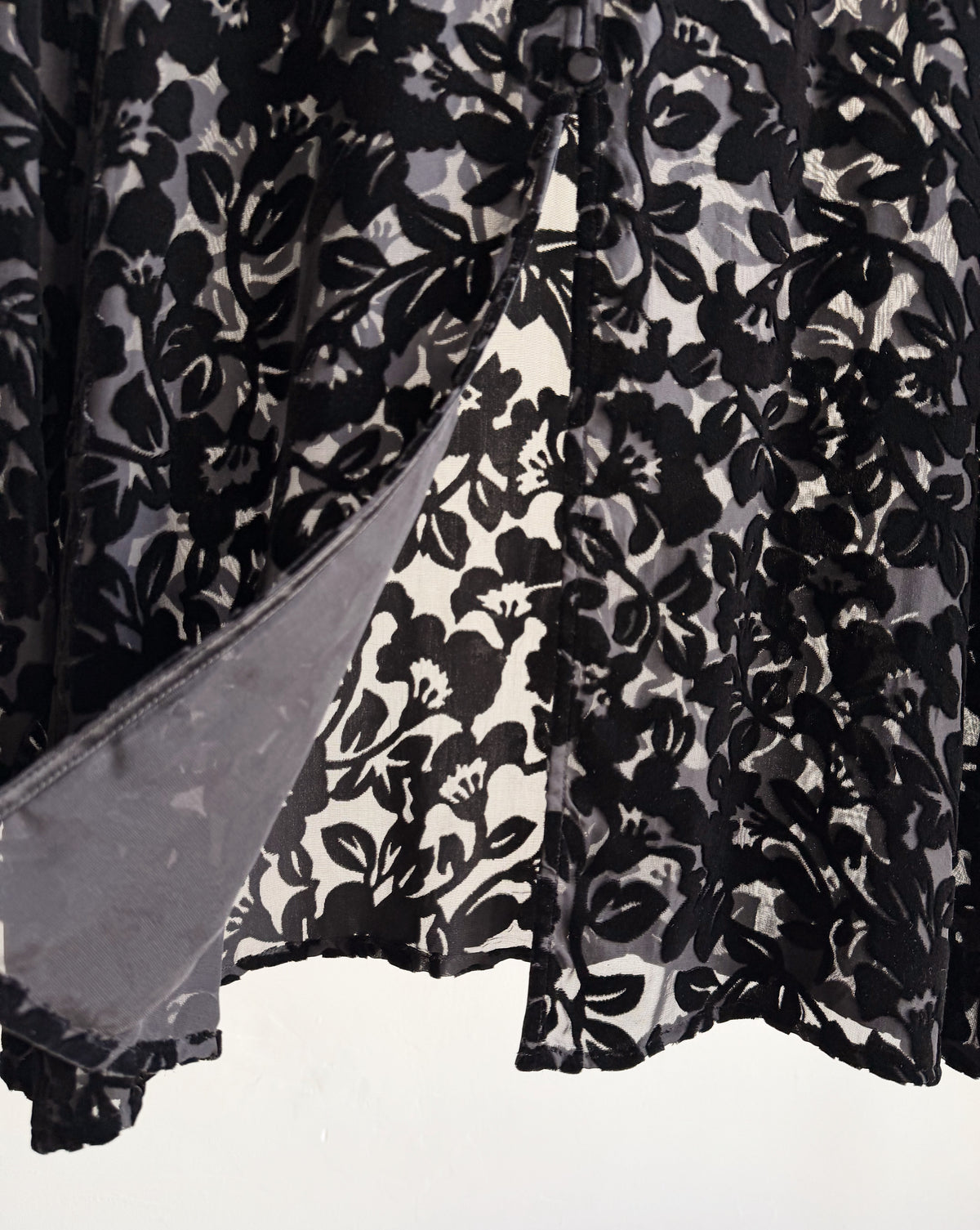 Black Velvet Floral Burnout Button Up