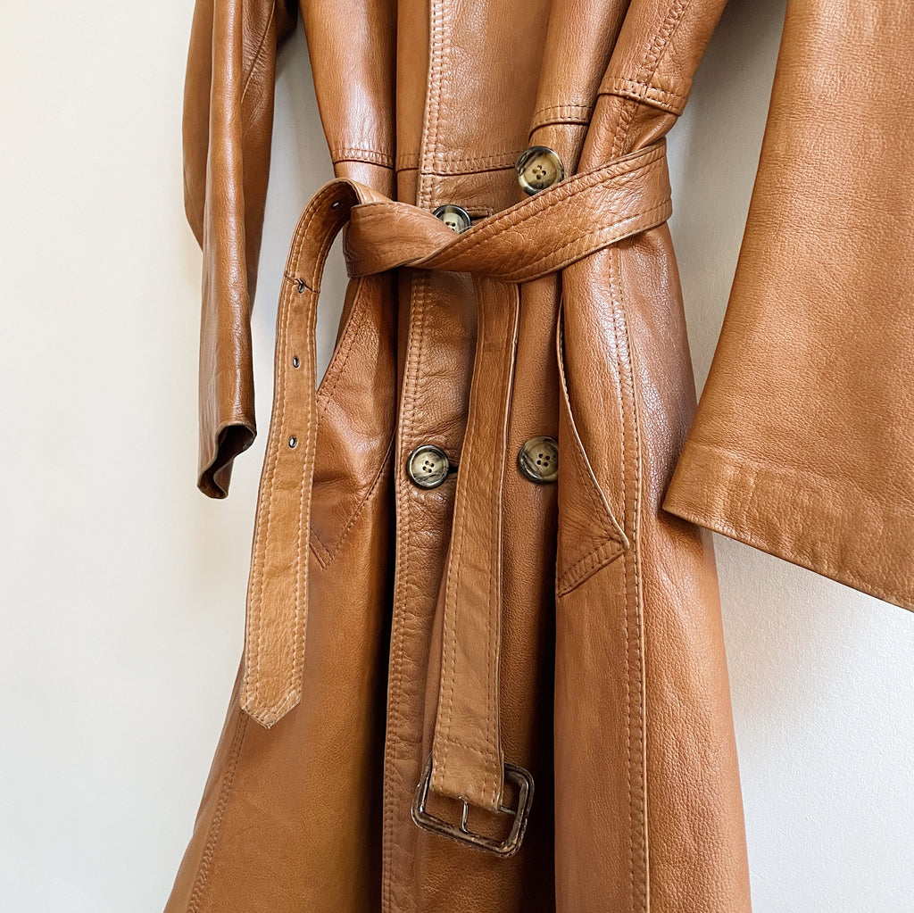 Toffee Soft Leather Trench
