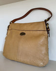 Tan Foldover Leather Shoulder Bag