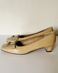Cream Patent Square Buckle Pumps | Size 8 - Hey Jude