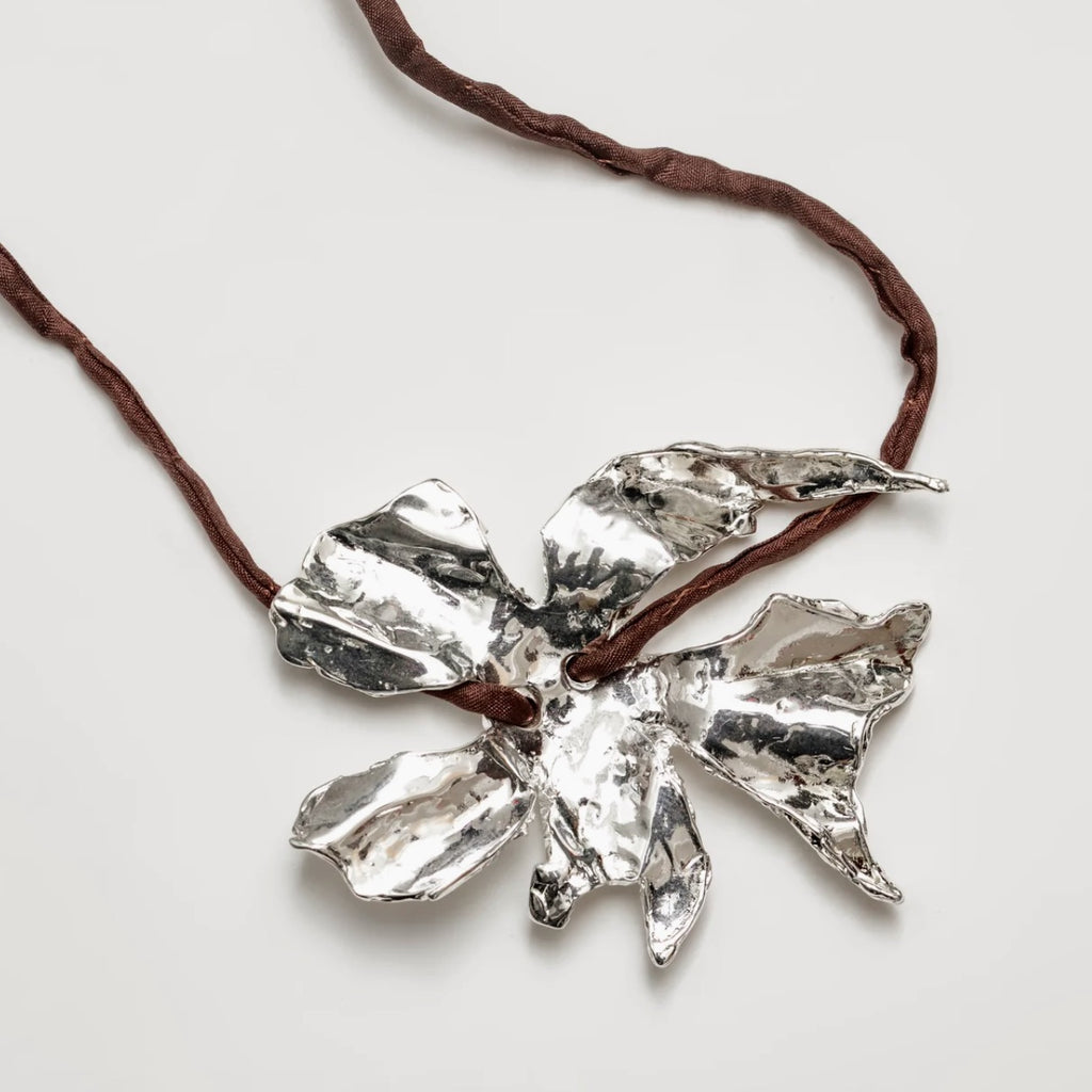 Wolf Circus | Flower Cord Necklace in Brown/Silver