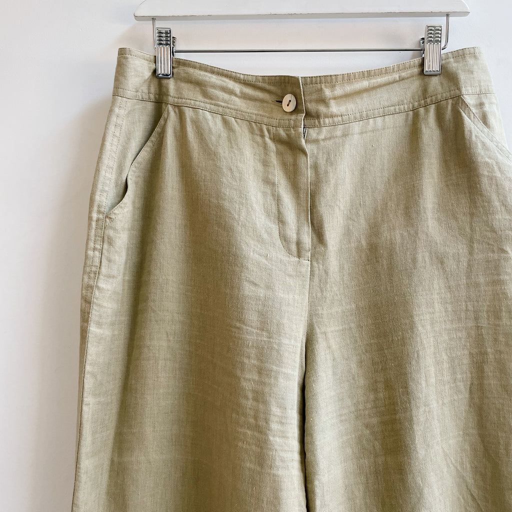 Pistachio Relaxed Linen Trousers