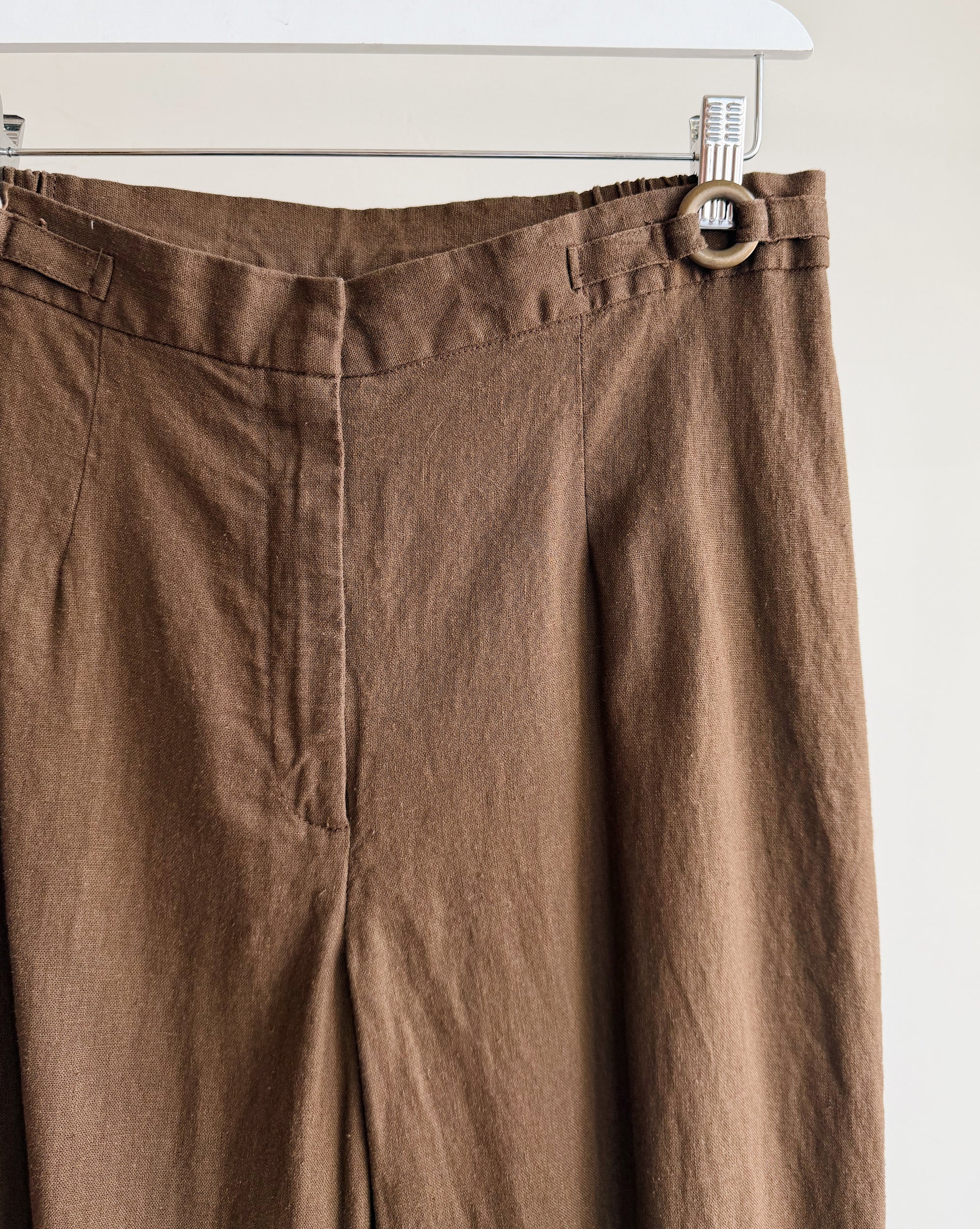Chocolate Linen Straight Pants