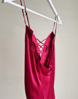 Cranberry Silk Slip Dress