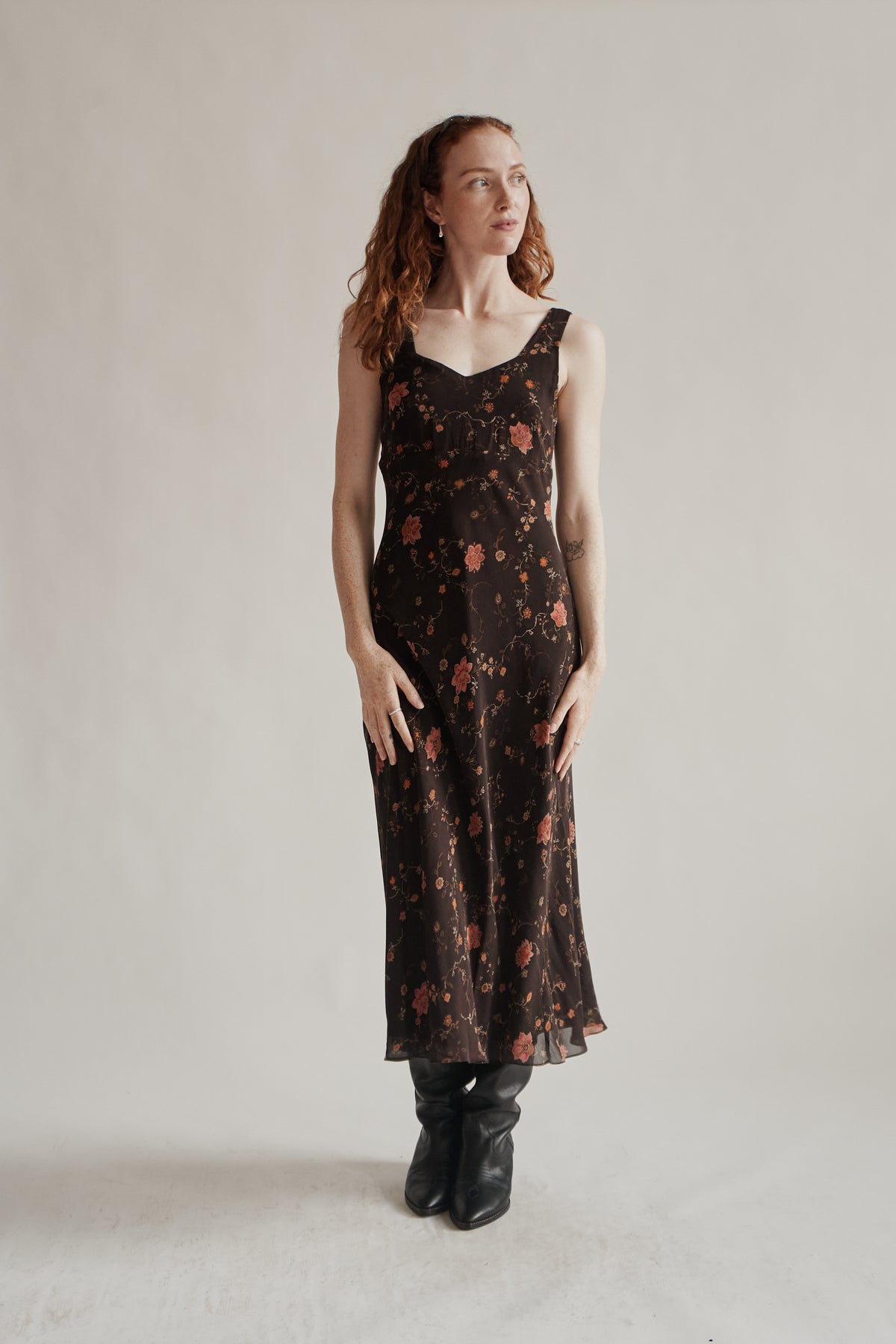 Autumn Floral Silk Dress