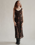 Autumn Floral Silk Dress