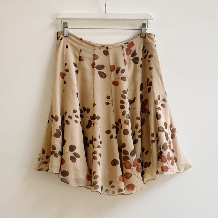 Tan Silk Ruffled Skirt