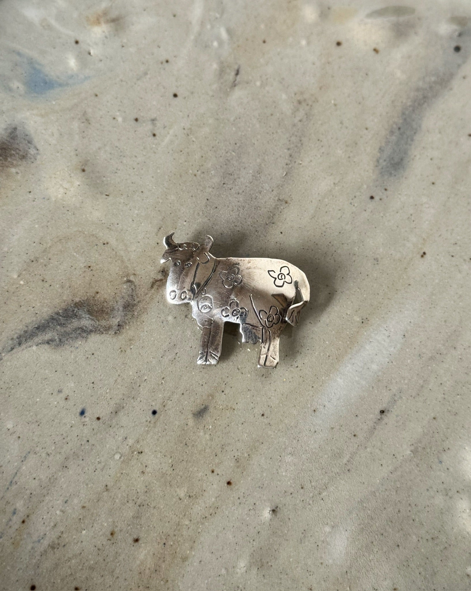 Vintage Sterling Silver Cow Brooch - Hey Jude