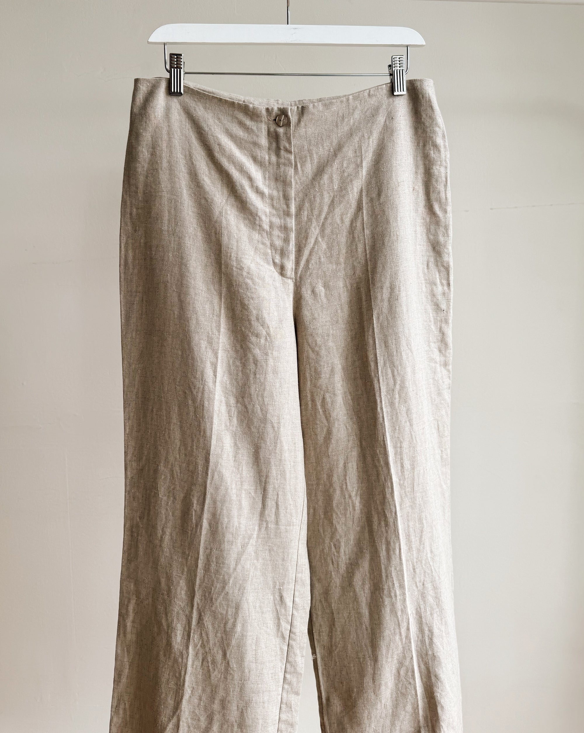 Natural Linen Straight Leg Trousers