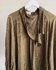 Olive Jacquard  Silk Blouse