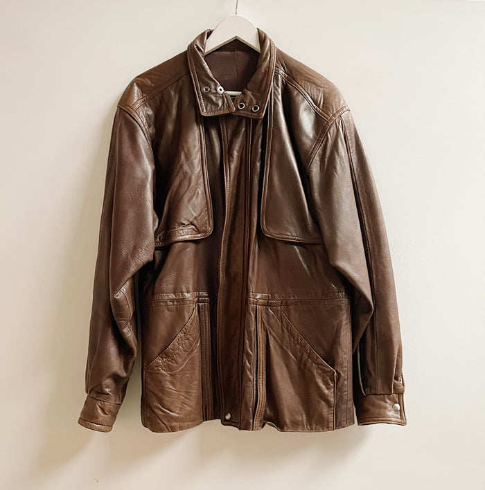 Chocolate Relaxed Leather Jacket