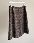 Brown Rose Motif Silk Wool Skirt