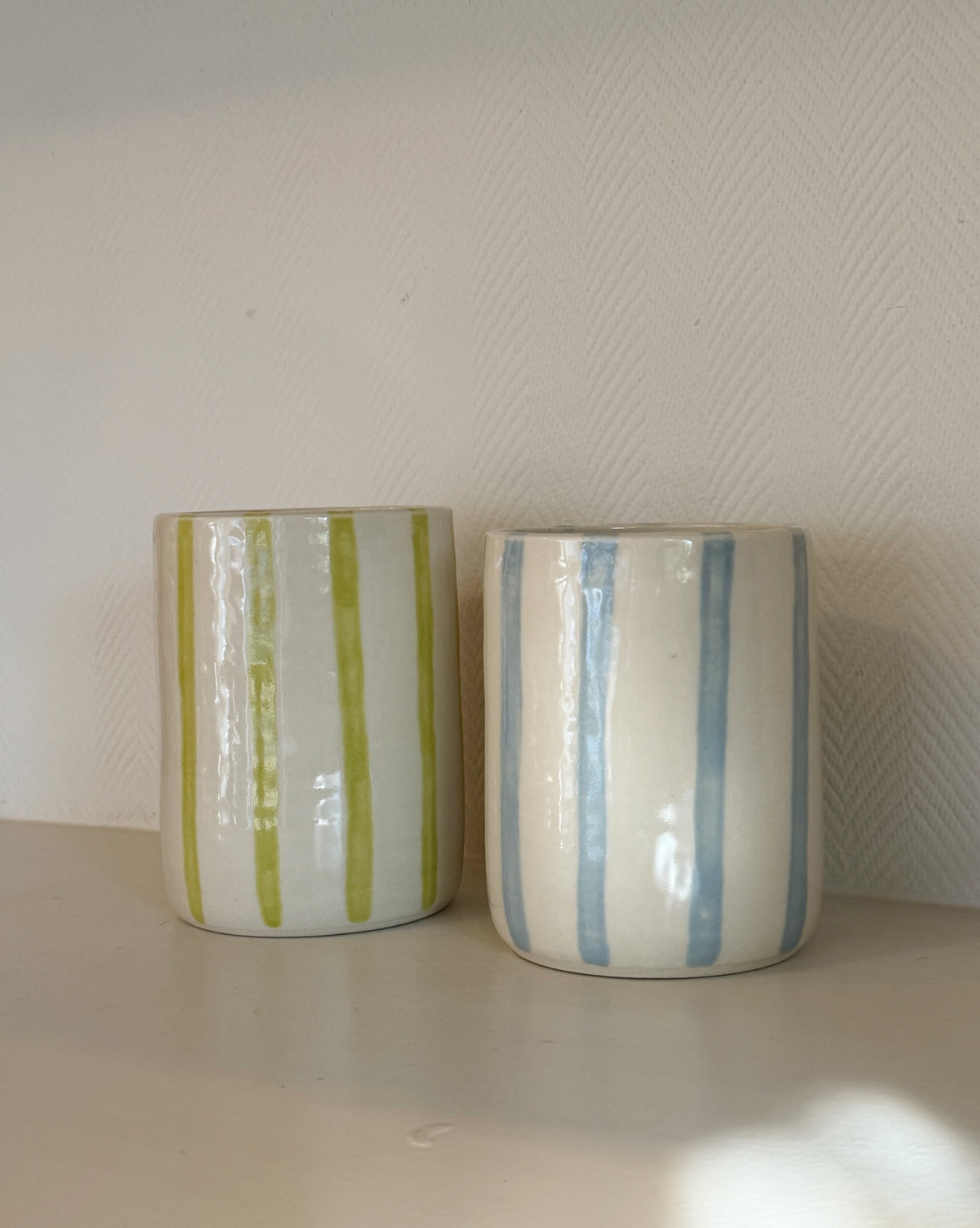 Baby Blue Stripe Ceramic Cup