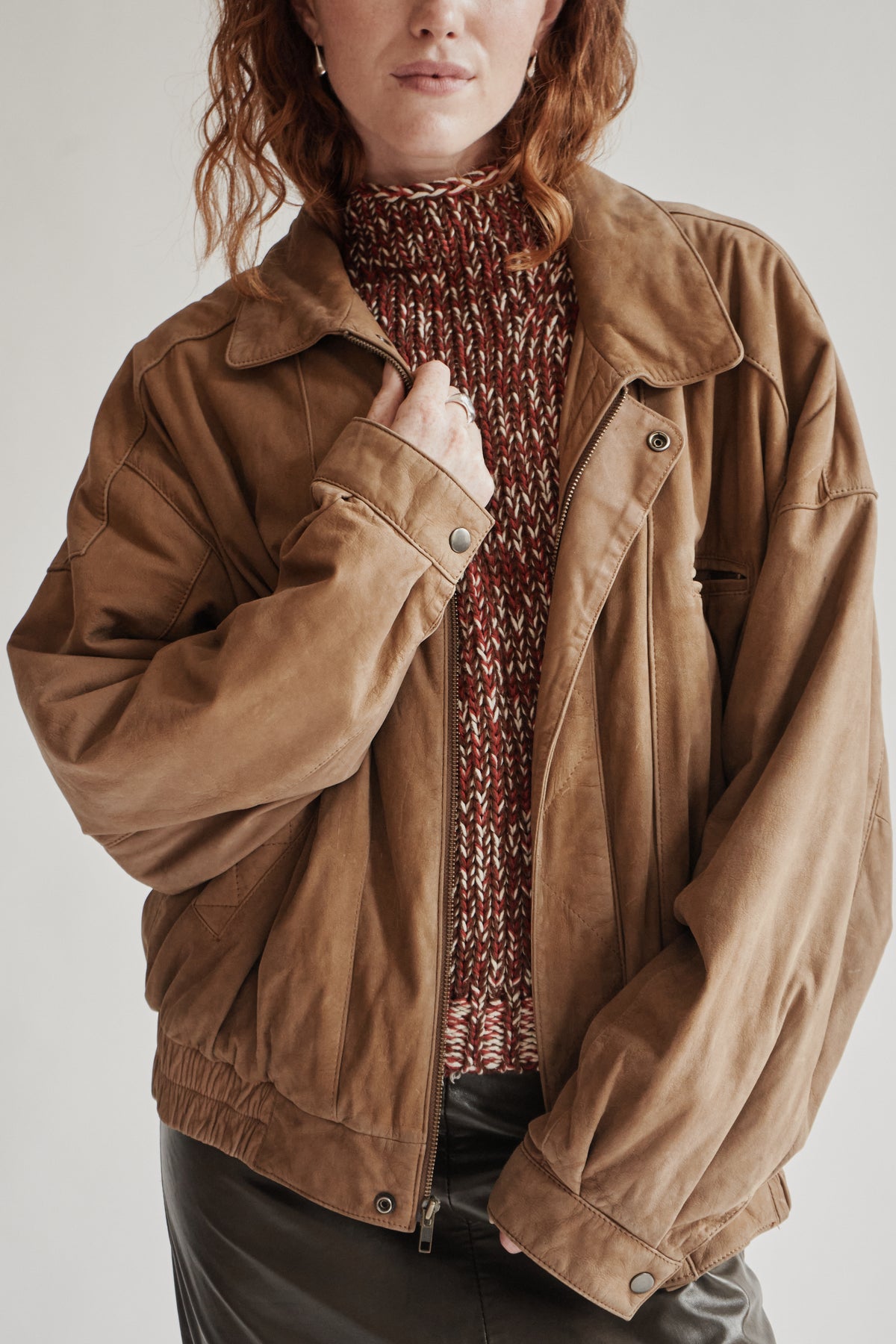 Toast Sueded Leather Bomber