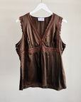 Espresso Lace Trim Silk Tank
