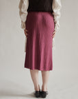 Raspberry Cashmere + Silk Knit Midi Skirt