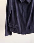 St John Navy Wool Zip-Up Cardigan